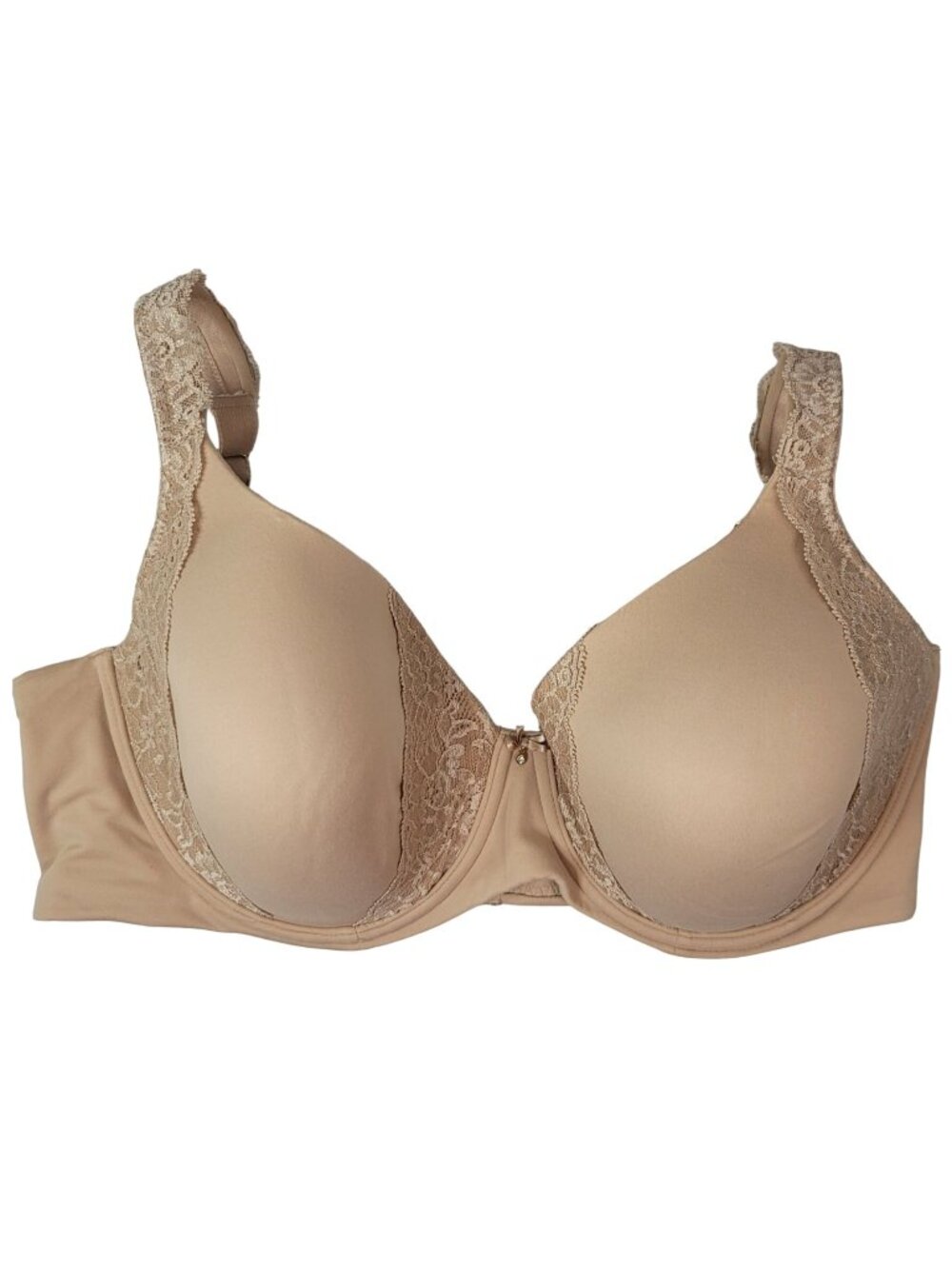 Soma Embraceable Full Coverage Lace Trim Bra Tan 40DD Light Pad Adj Underwire